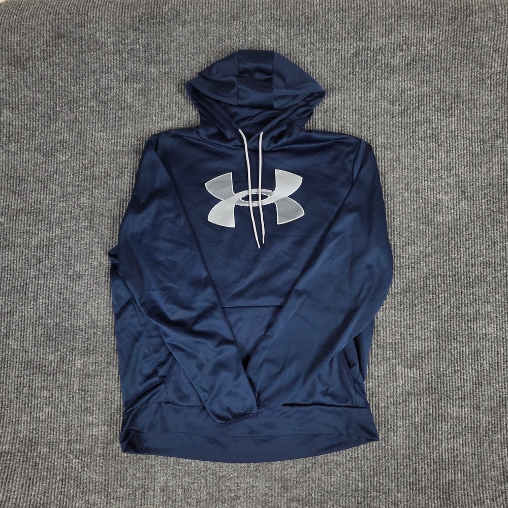 Under Armour Navy Blue Loose Fit Hoodie Sweatshirt Men's XL Logo Pullover